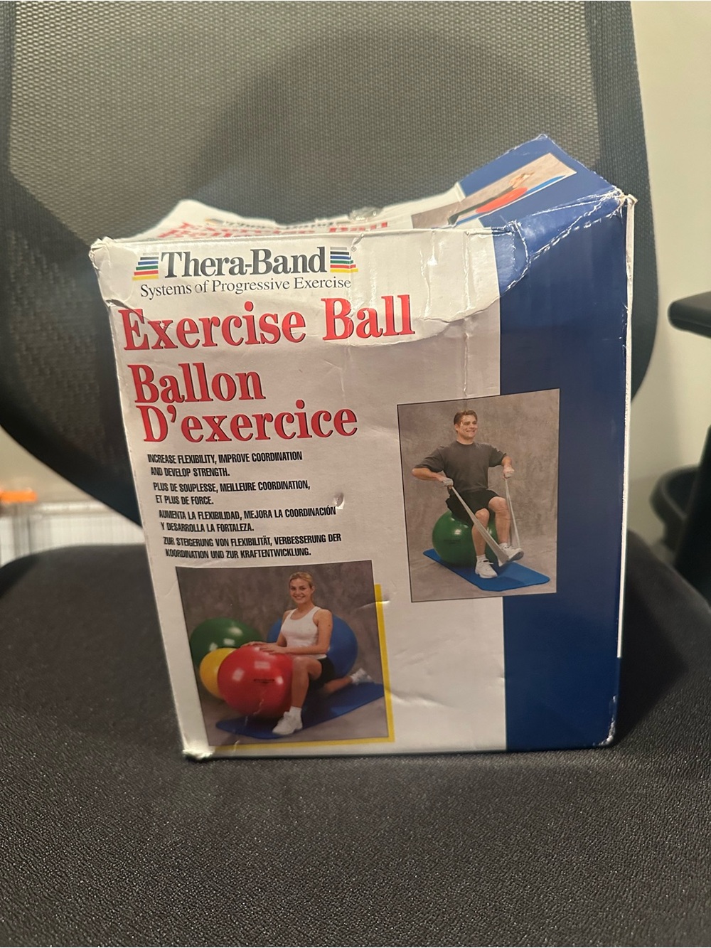 Thera-Band Exercise Ball - Blue 75cm for people 6’2 and taller. Distressed box.